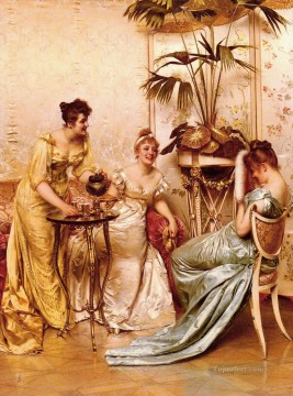  party Painting - The Tea Party lady Frederic Soulacroix